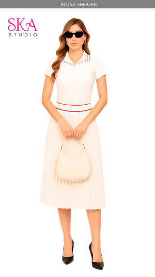 Blusa Cuello Camisero 5B6948B - Beige