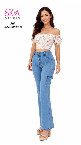 Jeans Levantacola  Bota Recta 52783PDR-B - Azul