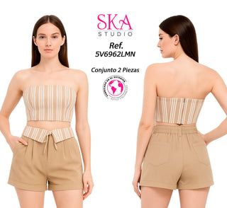 Conjunto Short 5V6962LMN	 - Beige