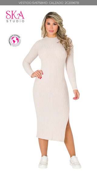 Vestido Midi 5V6758MD - Beige