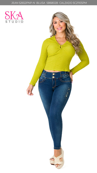 Blusa en V 5B6802B - Verde