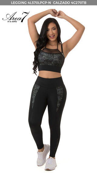 Conjunto Leggings LevantaCola Faja Interna 4L570LPCP-N - Negro