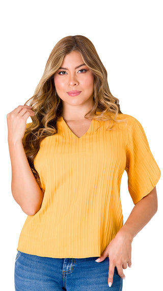 Blusa Escote en V 5B5161B - Mostaza