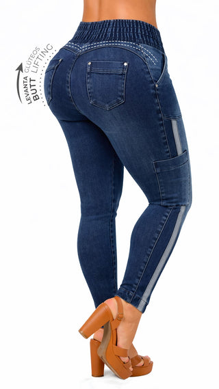 Jeans Levantacola Pretina Elastica 52742PET-B - Azul