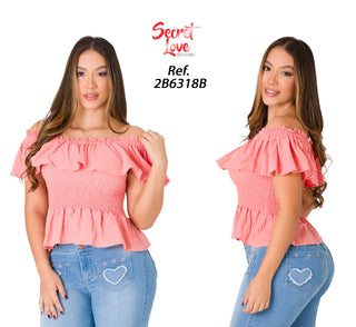 Blusa Cuello Bardot 2B6318B - Coral