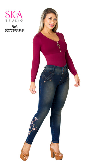 Jeans Levantacola 52729PAT-B - Azul Oscuro