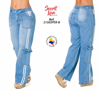 Jean Estilo Cargo 21505PER-B - Azul Medio