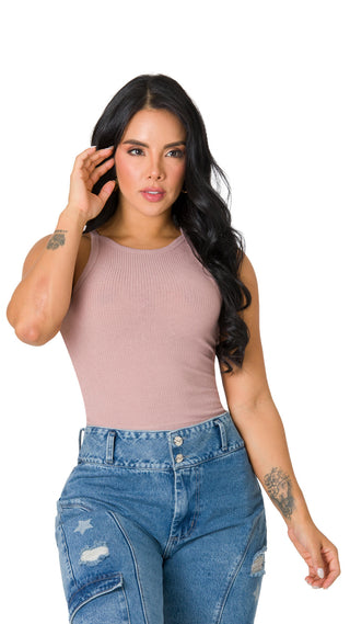 Crop Top Cuello Halter 4B6045C - Palo de Rosa