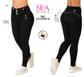 Jeans Levantacola 52734PAT-N	 - Negro