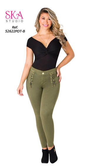 Jean Levantacola High Waist Ska 52622PDT-B - Verde