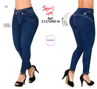 Jean Levanta Cola Tobillero Secret Love 21375PAT-N - Azul Oscuro