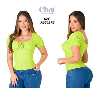 Blusa Manga Resortada 7B6427B - Verde