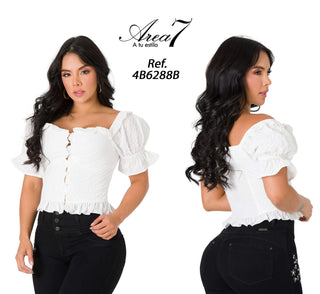 Blusa Manga Corta 4B6288B - Blanco