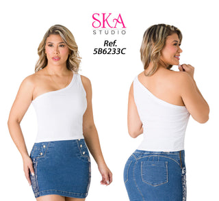 Blusa Cuello Asimetrico 5B6233C - Blanco