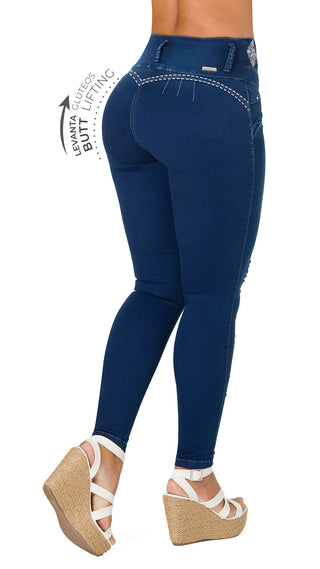 Jeans Levantacola 40763DPAT-N - Petroleo