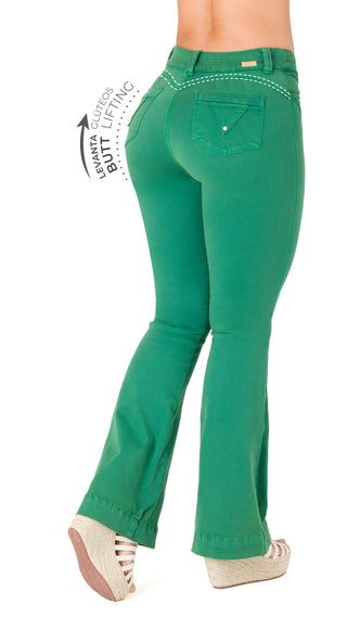 Jean Levanta Cola Flare Ska 52606PDC-B - Verde