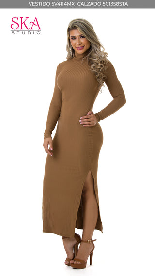 Vestido Manga Larga 5V4114MX - Cocoa