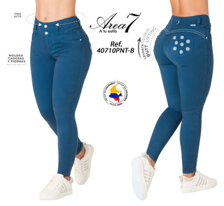 Jean push up detalle en bolsillos Area7 40710PNT-B - Azul