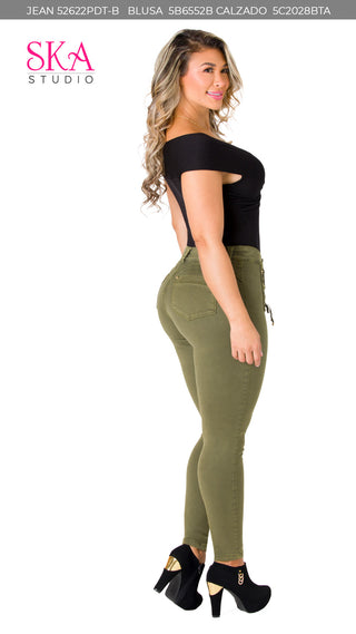 Jean Levantacola High Waist Ska 52622PDT-B - Verde