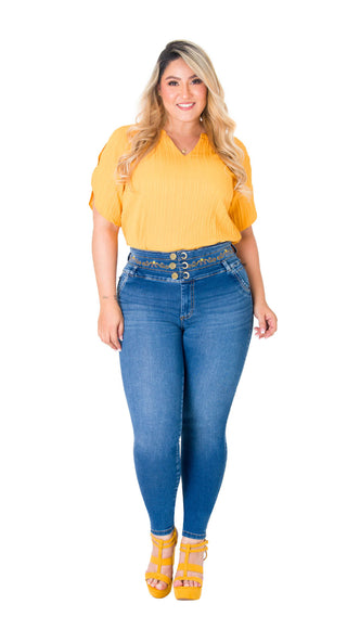 Blusa Escote en V 5B5161B - Mostaza