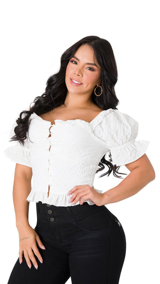 Blusa Manga Corta 4B6288B - Blanco