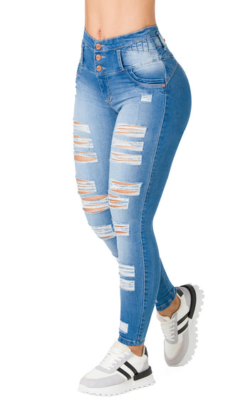 Jean LevantaCola Skinny Destroyed Area7 40711DPAP-N - Azul Medio