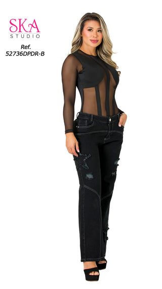 Jeans Rigido Bota Recta 52736DPDR-B - Negro