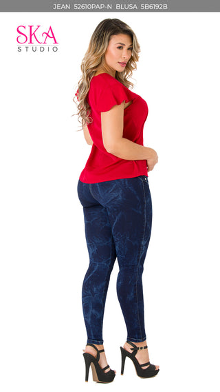 Jean Levanta Cola Pretina Ancha Skinny Ska 52610PAP-N - Azul Oscuro