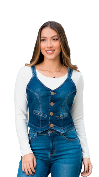 Chaleco Denim Sin Mangas 2B6430CL - Azul