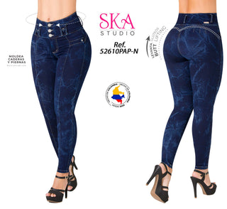 Jean Levanta Cola Pretina Ancha Skinny Ska 52610PAP-N - Azul Oscuro