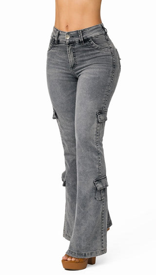 Jeans Flare Levantacola 52765PDC-B - Gris