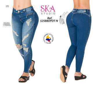 Jean Levanta Cola Skinny Destroyer Ska 52588DPDT-N - Azul Medio