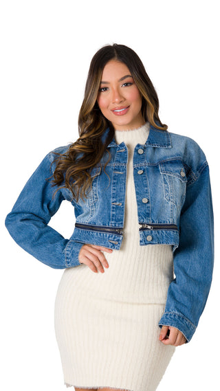Chaqueta en Denim con Botones 5B6588CH - Azul