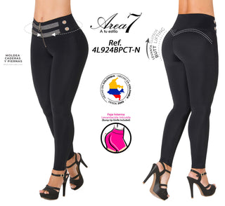 Legging faja interna cierre frontal Area7 4L924BPCT-N - Negro