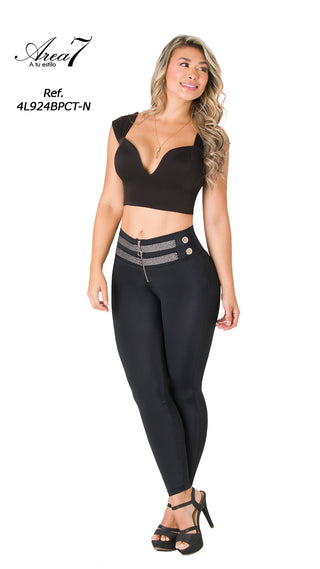 Legging faja interna cierre frontal Area7 4L924BPCT-N - Negro