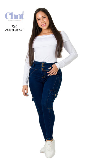 Jeans Levantacola 71431PAT-B - Azul Oscuro