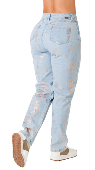 Jean Recto con Efecto Foil Chnt 71365PDR-B - Azul Claro