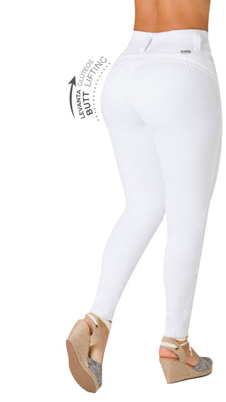 Jean LevantaCola Skinny CHNT 71357PAT-N - Blanco