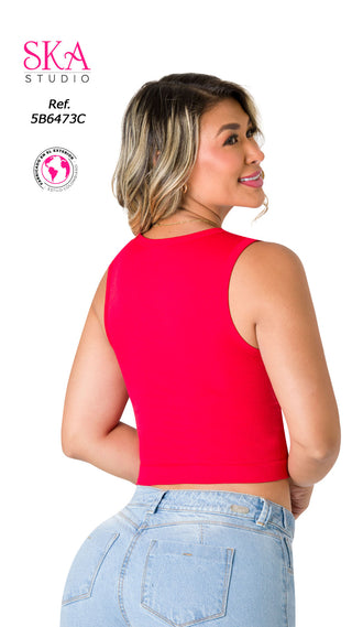 Crop Top con Detalles Brillantes 5B6473C - Rojo