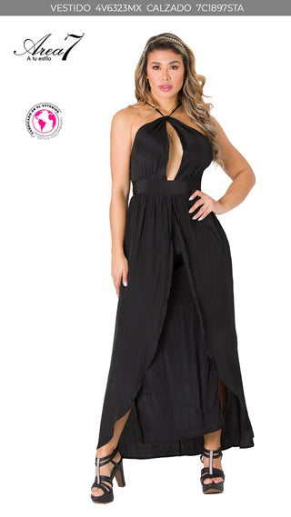 Vestido Maxi Halter 4V6323MX - Negro