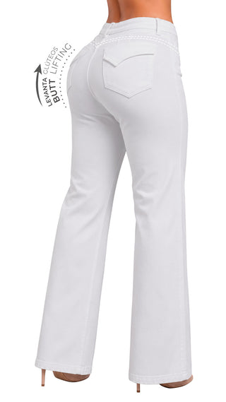 Jeans Moda Bota Recta 52772PDR-B - Blanco