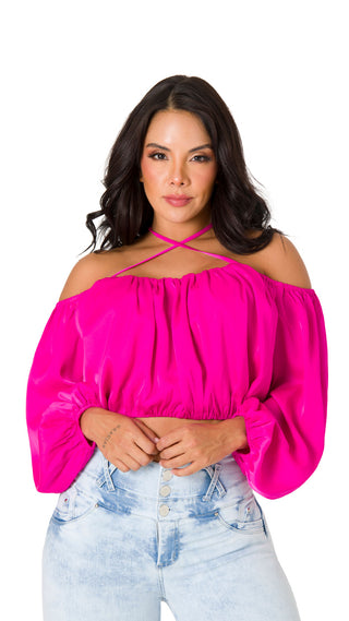 Blusa Cuello Bandeja 2B6502C - Fucsia