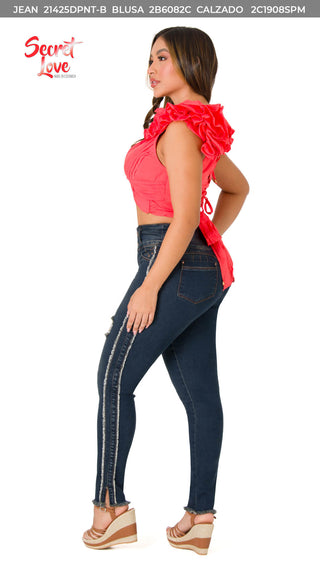 Jean Levanta Cola Skinny Secret Love 21425DPNT-B - Azul Oscuro