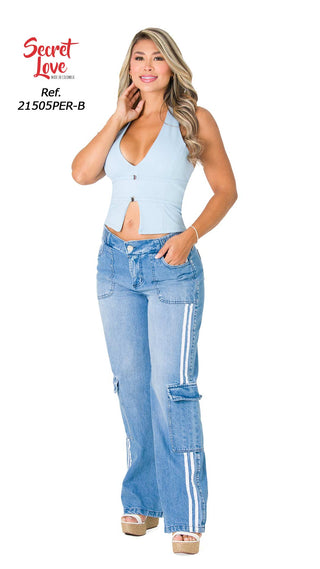 Jean Estilo Cargo 21505PER-B - Azul Medio
