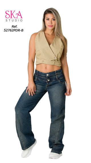 Jeans rigido Levantacola  52762PDR-B	 - Azul Oscuro