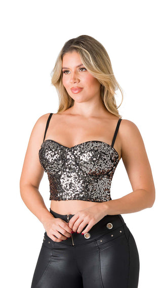 Crop Top Glam 7B6444C - Negro