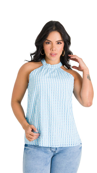 Blusa Cuello Halter 4B6011B - Azul