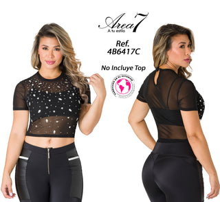 Crop Top En Mesh 4B6417C - Negro