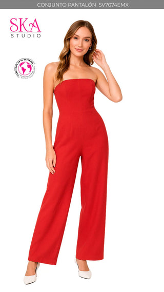 Enterizo Strapless 5V7074EMX - Rojo