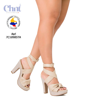 Sandalia Tacon Ancho 7C1898STA - Beige